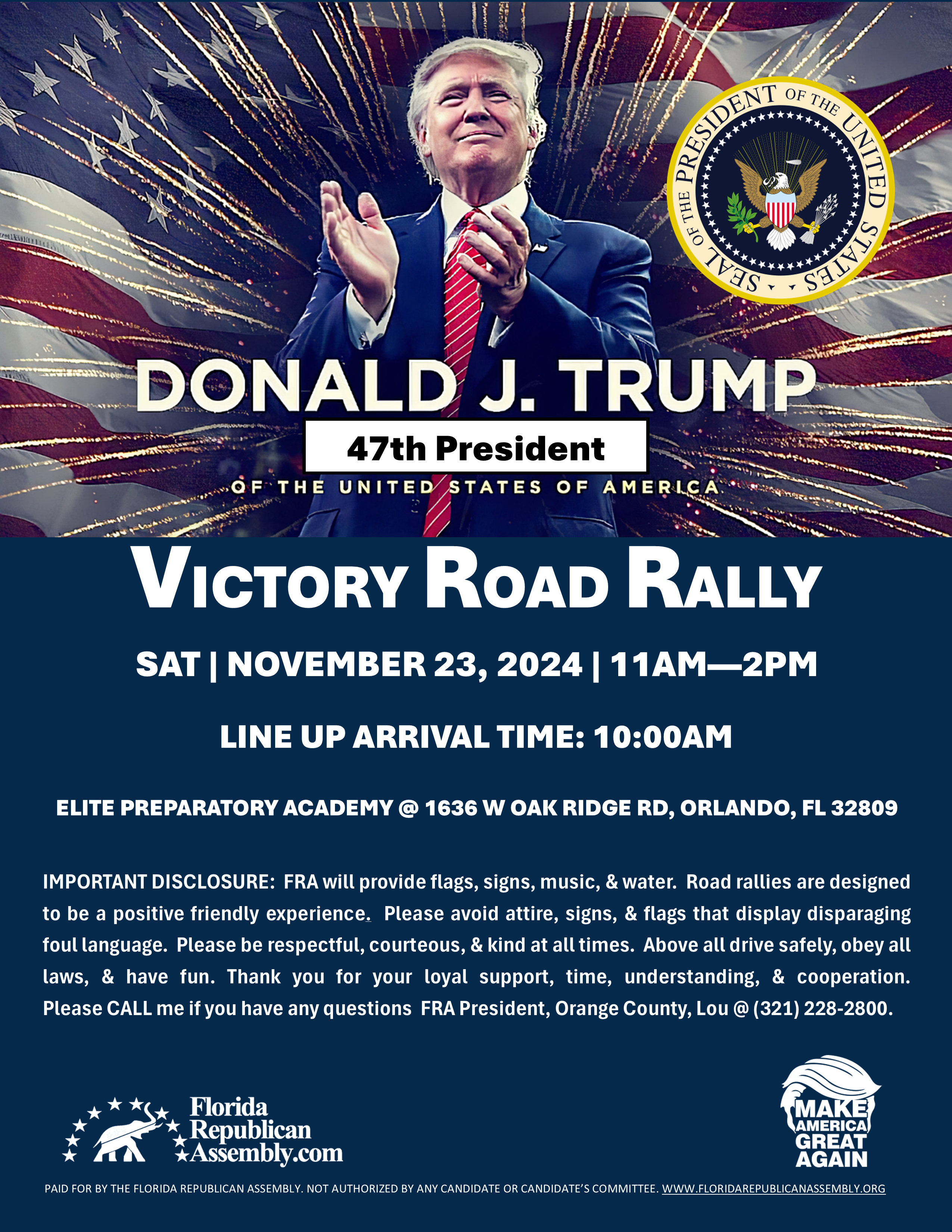 PRESIDENT ELECT DONALD J. TRUMP VICTORY ROAD RALLY