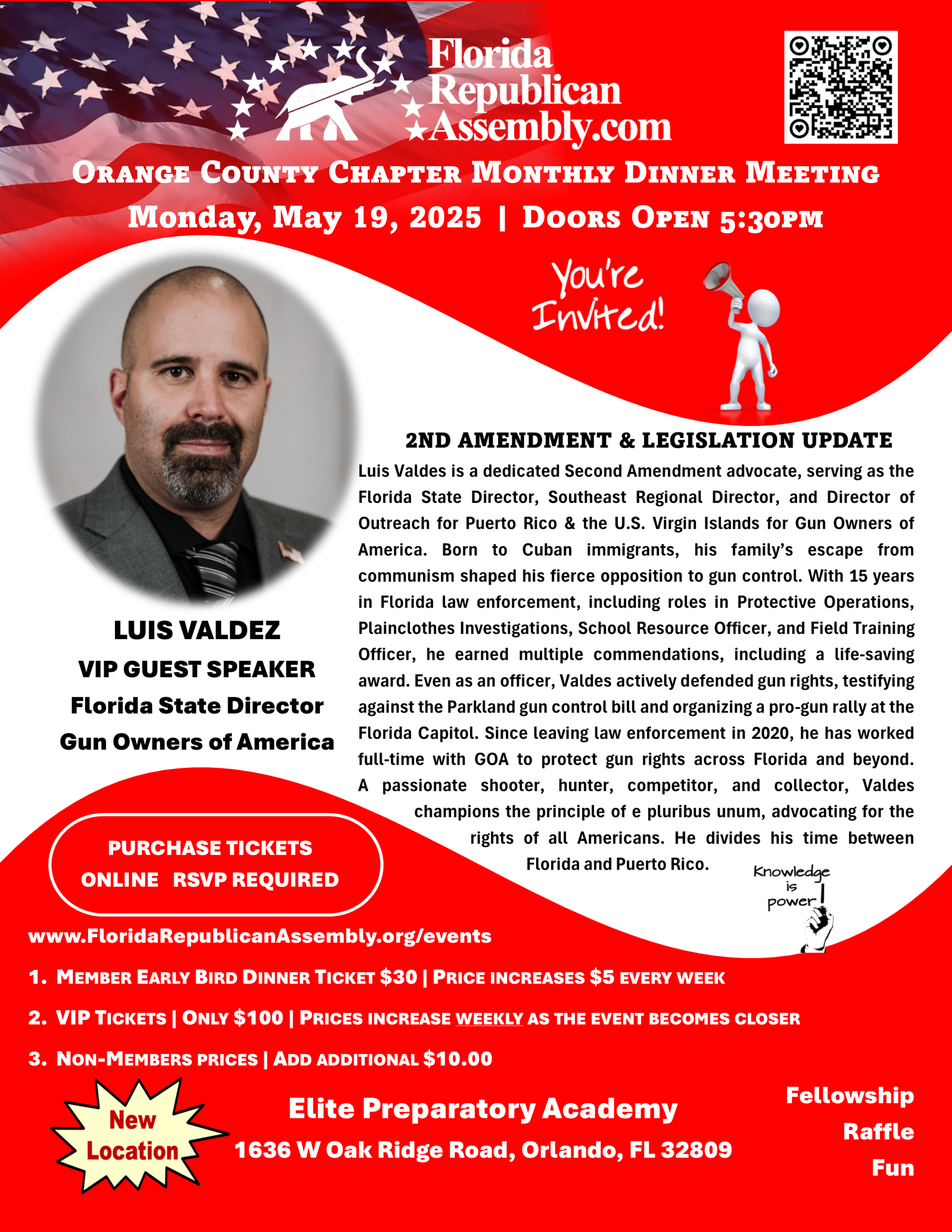 FRA MONLTHY DINNER MEETING WITH LUIS VALDEZ FLORIDA STATE DIRECTOR GUN OWNERS OF AMERICA