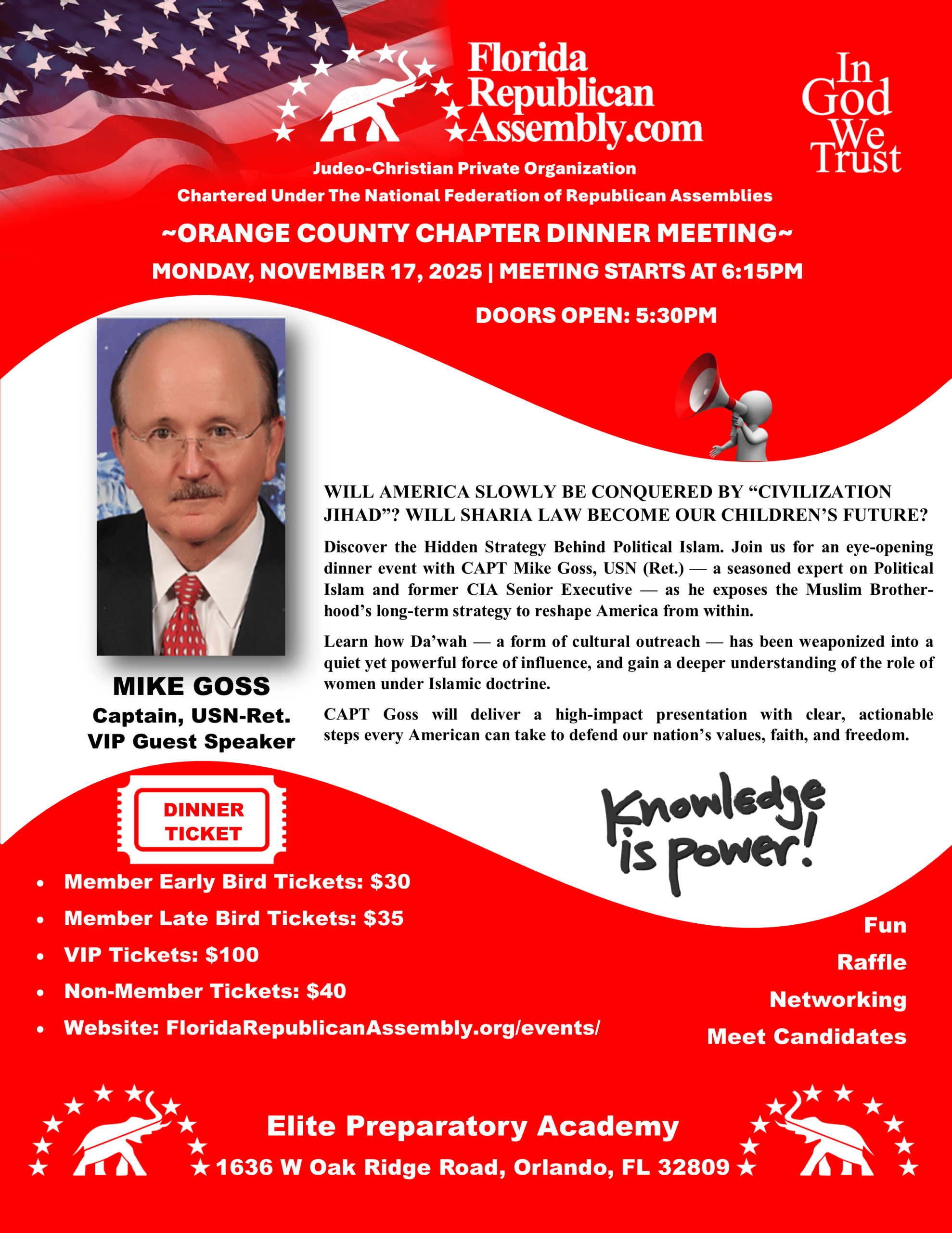 FRA ORANGE COUNTY MONTHLY DINNER MEETING | POLITCAL ISLAM