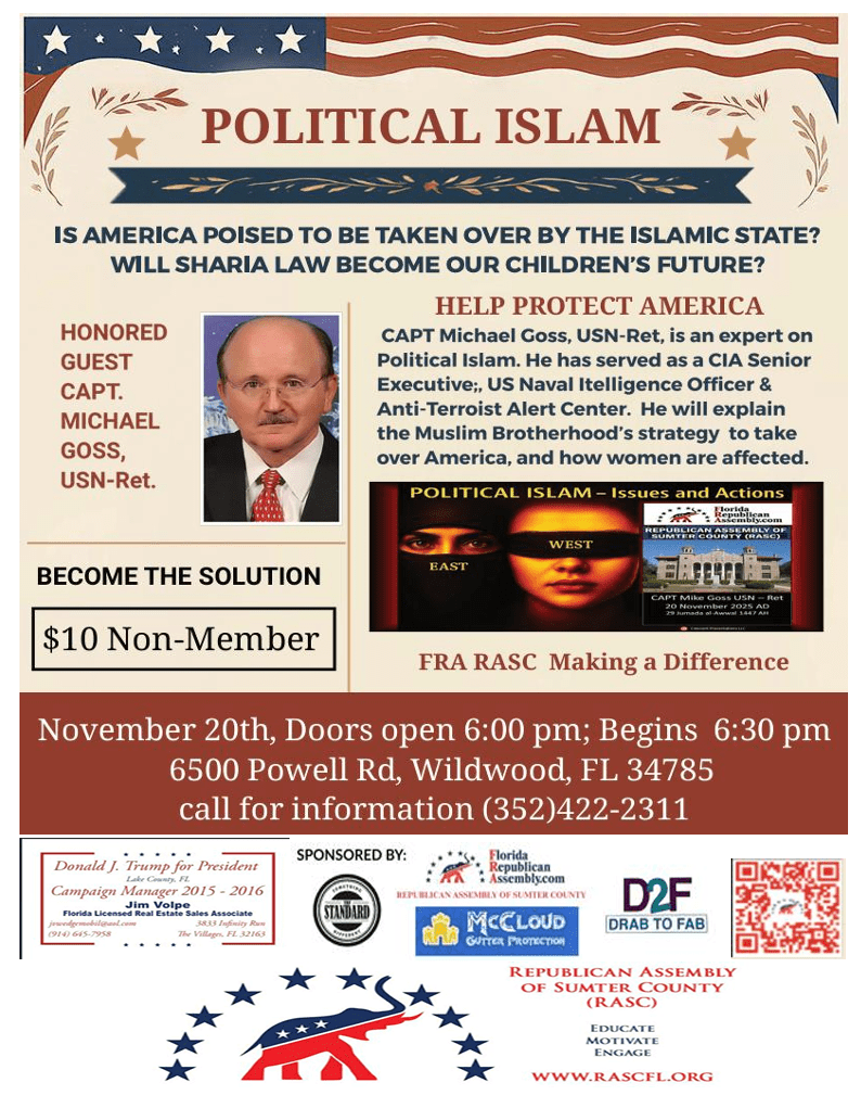 FRA SUMTER COUNTY CHAPTER MONTHLY MEETING | POLTICIAL ISLAM